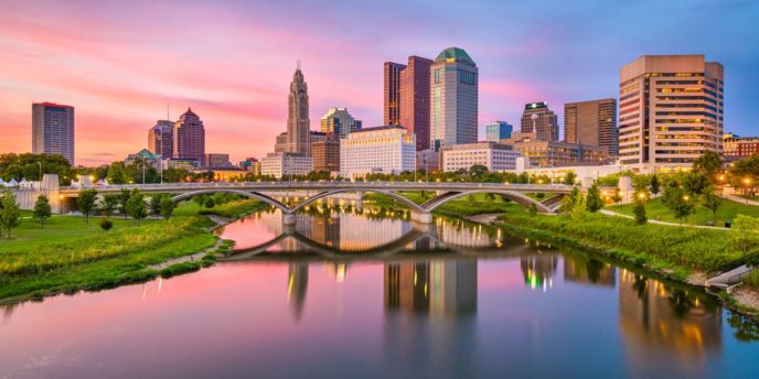 a city skyline represents alcohol awareness month near columbus oh