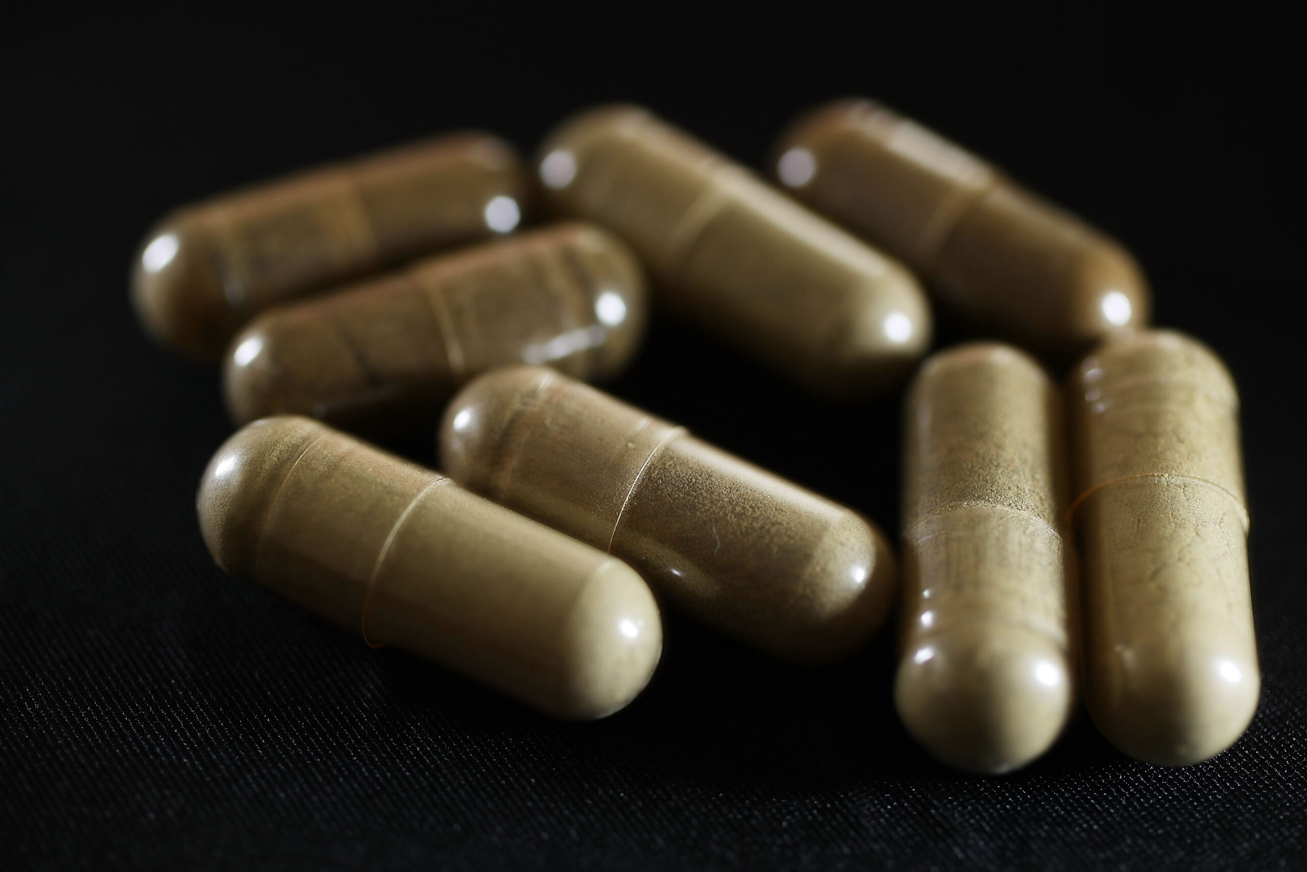 “Kratom Capsules — Unregulated Herbal Opioid” “Kratom capsules, sometimes called Gas Station Heroin, sold as a legal herbal supplement.”